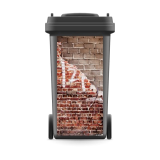 Mülltonnenaufkleber Mülltonne Mülleimer Abfalltonne Mauer Ziegelsteine Wand - 720 x 320 mm