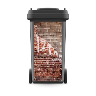 Mülltonnenaufkleber Mülltonne Mülleimer Abfalltonne Mauer Ziegelsteine Wand - 740 x 370 mm