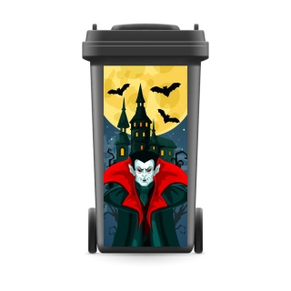 Mülltonnenaufkleber Mülltonne Mülleimer Abfalltonne Dracula Schloss Halloween- 740 x 370 mm
