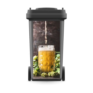 Mülltonnenaufkleber Mülltonne Mülleimer Abfalltonne Bierglas Bier Hopfen- 800 x 370 mm