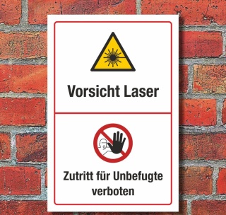 Schild Vorsicht Laser Feuer Licht Rauchen verboten 3 mm Alu-Verbund