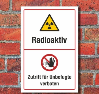 Schild Radioaktiv Feuer Licht Rauchen verboten 3 mm Alu-Verbund