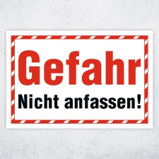 Warnschild „Gefahr – Nicht anfassen!“ – Sicherheits-/Maschinenhinweis – Alu-Verbund 3 mm 300 x 200 mm UV-Direktdruck