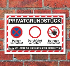 Schild Privatgrundst&uuml;ck Parken Durchfahrt Betreten...