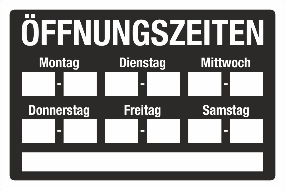 Schild Öffnungszeiten Motiv 2 - Blau - 300 x 200 mm - Schildereinkauf