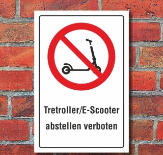 Schild Abstellen verboten E Scooter Tretroller Hinweisschild 3 mm Alu-Verbund 600 x 400
