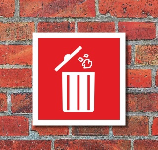 Schild Mülleimer Mülltonne Abfalleimer Abfallbehälter Hinweisschild 200 x 200 mm - Rot