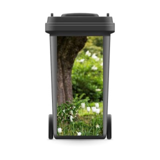 Mülltonnenaufkleber Mülltonne Mülleimer Abfalltonne Weiße Tulpen Blumen Natur - 740 x 370 mm
