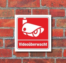 Schild Video&uuml;berwacht Video&uuml;berwachung Kamera...