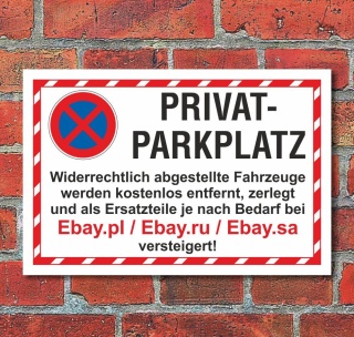 Schild Parkverbot Parken verboten Halteverbot Ebay 3 mm Alu-Verbund - 300 x 200 mm
