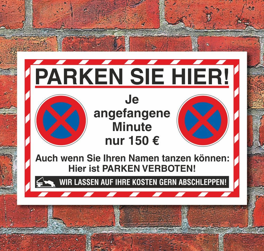 Parken Verboten Schild Aluminium | 25x35 Cm Mit Pfosten 70 Cm | Reflektierend & Wetterfest | Für Grundstück & Einfahrt
