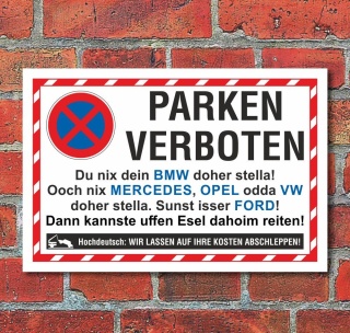 Schild Parkverbot Parken verboten Halteverbot Automarken 3 mm Alu-Verbund