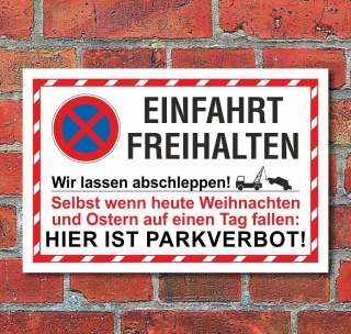 Schild Parkverbot Parken verboten Halteverbot Einfahrt Ostern 3 mm Alu-Verbund - 300 x 200 mm