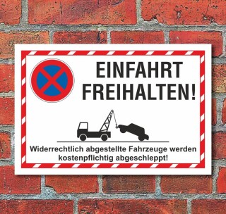 Schild Parkverbot Halteverbot Einfahrt freihalten 3 mm Alu-Verbund - 450 x 300 mm