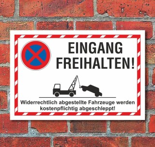 Schild Parkverbot Halteverbot Eingang freihalten 3 mm Alu-Verbund - 450 x 300 mm