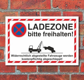 Schild Parkverbot Halteverbot Parken verboten Ladezone 3 mm Alu-Verbund - 300 x 200 mm