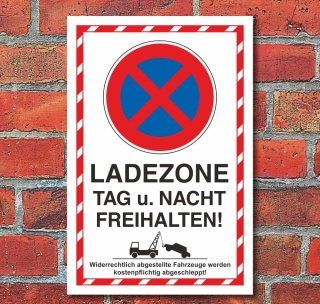 Schild Parkverbot Parken verboten Halteverbot Ladezone 3 mm Alu-Verbund