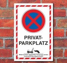 Schild Parkverbot Halteverbot Privatparkplatz Hochkant 3...