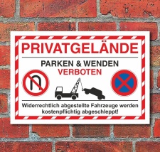 Schild Parkverbot Privatgel&auml;nde wenden und parken...