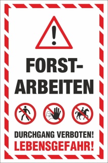 Absperrbanner Forstarbeiten Wunschtext Firmenname Banner 3 x 0,8m Wald Plane 