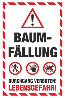 Absperrung Waldarbeiten Sicherheit Plane 280 x 70cm Banner STOP Baumfällung 
