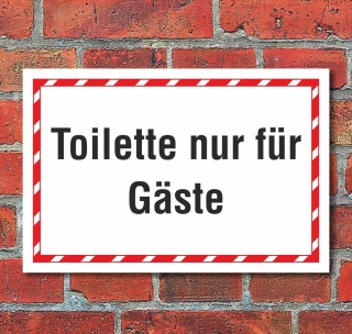 Schild WC Klo Toilette nur f&uuml;r G&auml;ste, roter Rahmen 3 mm Alu-Verbund