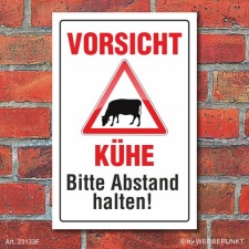 EP Schild Vorsicht Kühe, 3 mm Alu-Verbund