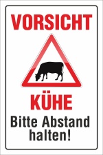 EP Schild Vorsicht Kühe, 3 mm Alu-Verbund 300 x 200 mm