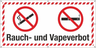 PVC Werbebanner Banner Plane Festival Bauzaunplane Rauchen Vape Dampfen verboten 2200 x 1100 mm