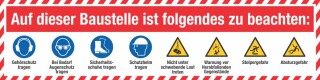 PVC Werbebanner Banner Plane Baustelle Schutzmaßnahmen Sicherheit Hinweise Ösen 3000 x 750 mm