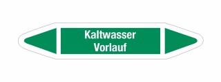 Rohrleitungskennzeichnung Aufkleber Etikett Kaltwasser Vorlauf DIN 2403 Wasser - 125 x 25 mm / 20 Stück
