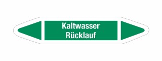 Rohrleitungskennzeichnung Aufkleber Etikett Kaltwasser Rücklauf DIN 2403 Wasser - 75 x 15 mm / 250 Stück