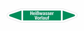 Rohrleitungskennzeichnung Aufkleber Etikett Heißwasser Vorlauf DIN 2403 Wasser - 125 x 25 mm / 50 Stück