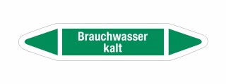 Rohrleitungskennzeichnung Aufkleber Etikett Brauchwasser Kalt DIN 2403 Wasser - 125 x 25 mm / 10 Stück