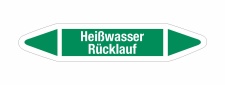 Rohrleitungskennzeichnung Aufkleber Etikett Hei&szlig;wasser R&uuml;cklauf DIN 2403 Wasser