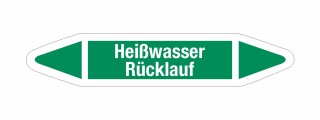 Rohrleitungskennzeichnung Aufkleber Etikett Heißwasser Rücklauf DIN 2403 Wasser - 75 x 15 mm / 50 Stück