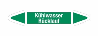 Rohrleitungskennzeichnung Aufkleber Etikett Kühlwasser Rücklauf DIN 2403 Wasser - 125 x 25 mm / 50 Stück