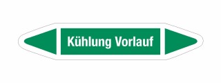 Rohrleitungskennzeichnung Aufkleber Etikett Kühlung Vorlauf DIN 2403 Wasser - 180 x 36 mm / 100 Stück