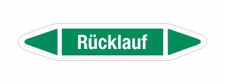 Rohrleitungskennzeichnung Aufkleber Etikett Rücklauf DIN 2403 Wasser - 75 x 15 mm / 50 Stück