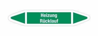 Rohrleitungskennzeichnung Aufkleber Etikett Heizung Rücklauf DIN 2403 Wasser - 125 x 25 mm / 20 Stück