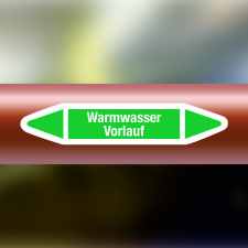 Rohrleitungskennzeichnung Aufkleber Etikett Warmwasser Vorlauf DIN 2403 Wasser