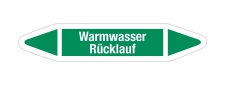 Rohrleitungskennzeichnung Aufkleber Etikett Warmwasser R&uuml;cklauf DIN 2403 Wasser