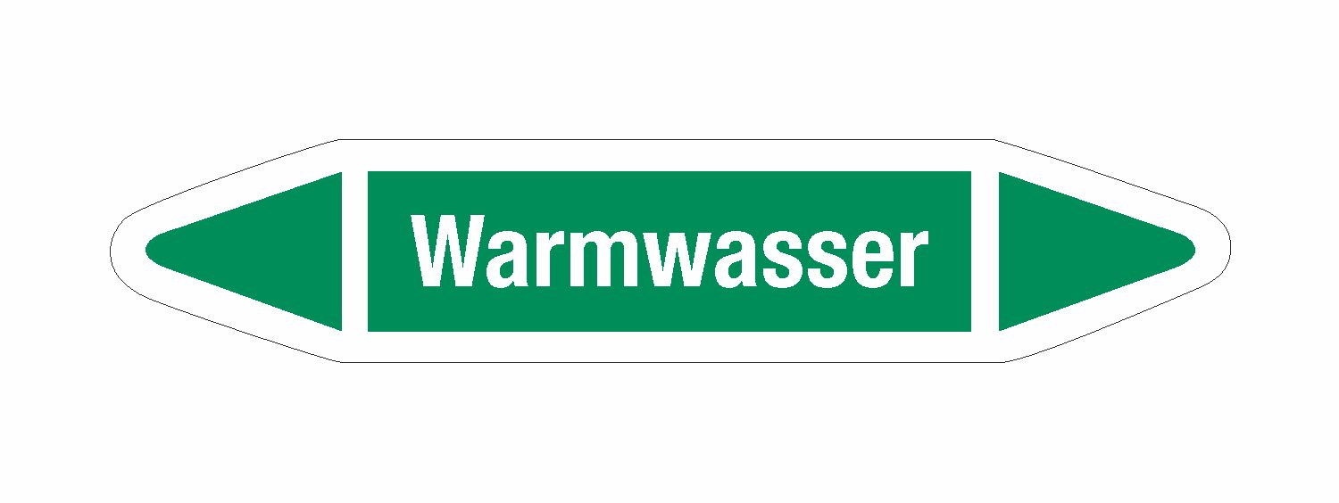 Rohrleitungskennzeichnung Warmwasser nach DIN 2403 | Kategorie Dampf | Rohrleitungsbeschriftungen Pfeile | Rohrleitungskennzeichnungen