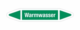 Rohrleitungskennzeichnung Aufkleber Etikett Warmwasser DIN 2403 Wasser - 180 x 36 mm / 50 Stück