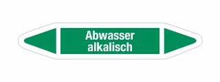 Rohrleitungskennzeichnung Aufkleber Etikett Abwasser alkalisch DIN 2403 Wasser - 300 x 60 mm / 10 Stück