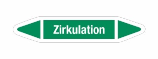 Rohrleitungskennzeichnung Aufkleber Etikett Zirkulation DIN 2403 Wasser - 180 x 36 mm / 10 Stück