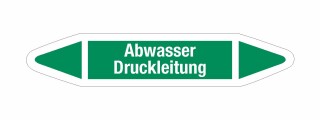 Rohrleitungskennzeichnung Aufkleber Abwasser Druckleitung DIN 2403 Wasser - 180 x 36 mm / 10 Stück