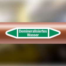 Rohrleitungskennzeichnung Aufkleber Demineralisiertes Wasser DIN 2403 Wasser - 75 x 15 mm / 10 Stück