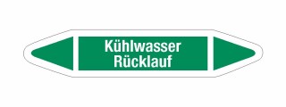 Rohrleitungskennzeichnung Aufkleber Etikett Kühlwasser Rücklauf DIN 2403 Wasser - 250 x 50 mm / 20 Stück