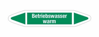 Rohrleitungskennzeichnung Aufkleber Etikett Betriebswasser warm DIN 2403 Wasser - 125 x 25 mm / 100 Stück